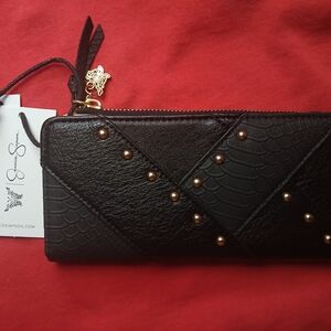 ✨NEW✨ Jessica Simpson Black Gold-Studded Zip Wallet